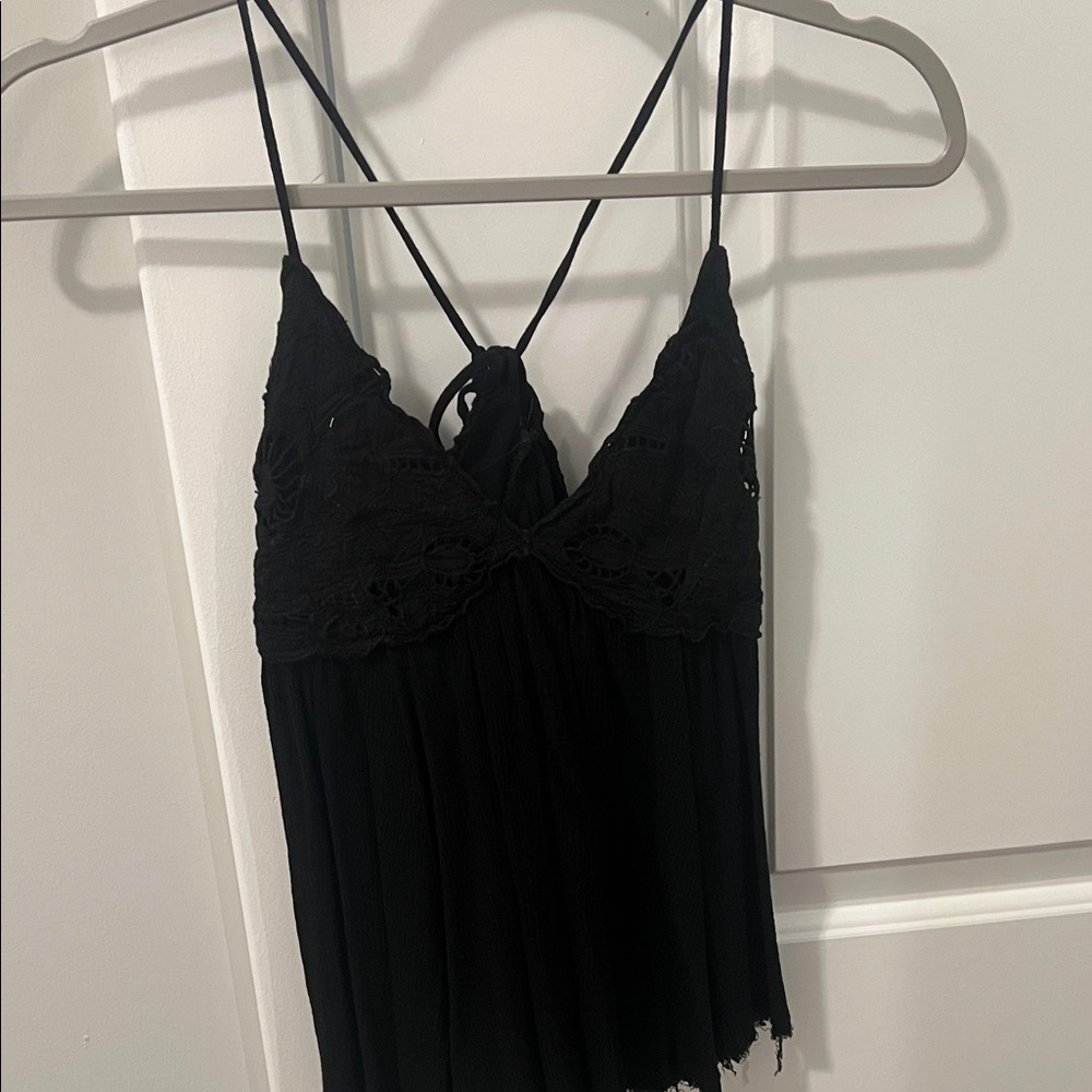 Black Lace Trim Cami Top